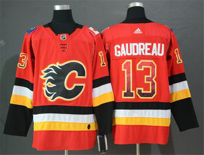 Flames 13 Johnny Gaudreau Red Drift Fashion  Jersey