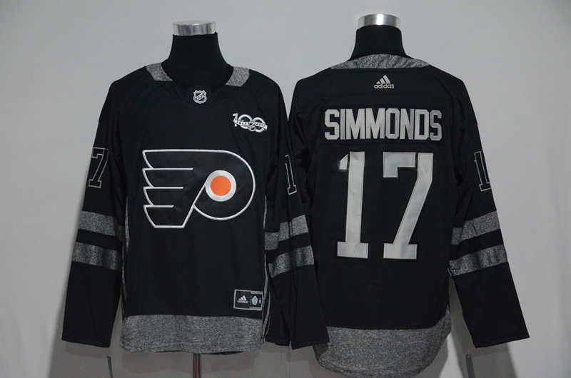 Flyers 17 Wayne Simmonds Black 100th Anniversary Season Jersey