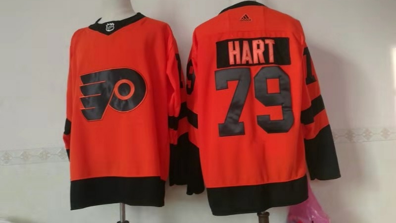 Flyers 79 Carter Hart Orange 2019 NHL Stadium Series  Jersey