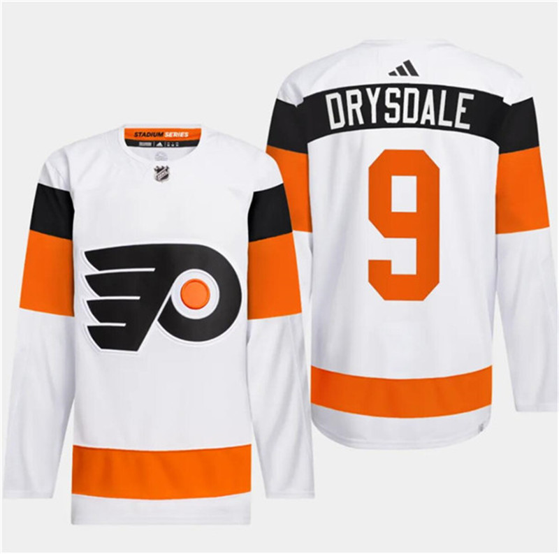 Flyers 9 Jamie Drysdale White 2024 NHL Stadium Series Adidas Jersey