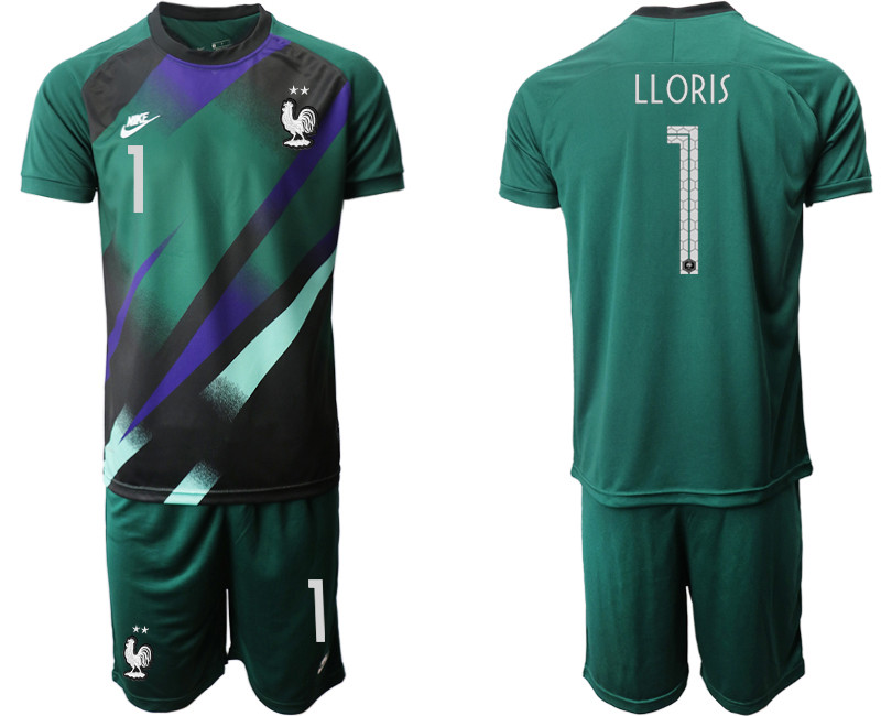 France 1 LLORIS Green Goalkeeper UEFA Euro 2020 Soccer Jersey