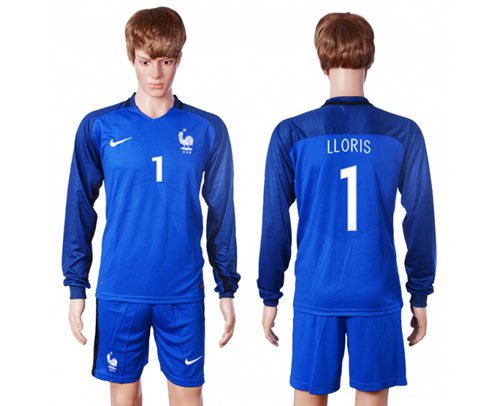 France 1 LLORIS Home Long Sleeves Soccer Country Jersey