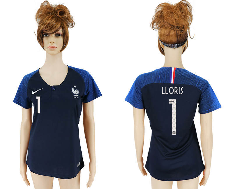 France 1 LLORIS Home Women 2018 FIFA World Cup Soccer Jersey