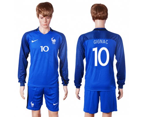 France 10 Gignac Home Long Sleeves Soccer Country Jersey