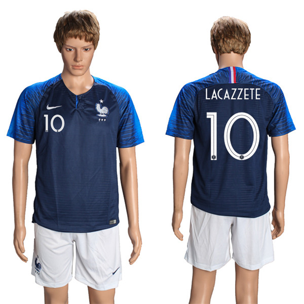 France 10 LACAZZETE Home 2018 FIFA World Cup Soccer Jersey