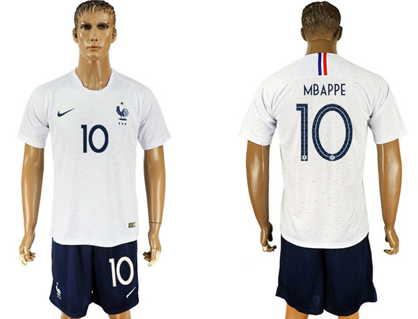 France 10 MBAPPE Away 2018 FIFA World Cup Soccer Jersey