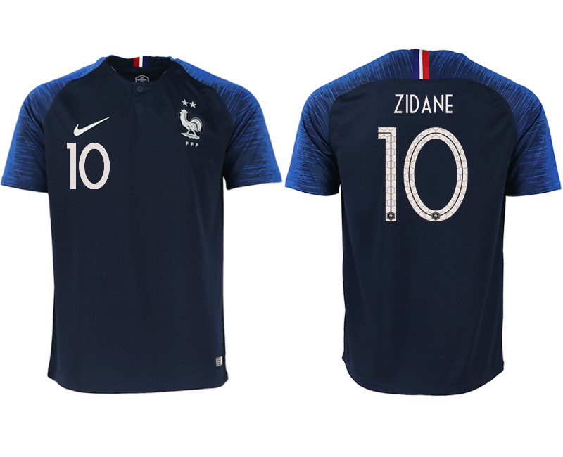 France 10 ZIDANE Home 2018 FIFA World Cup Thailand Soccer Jersey