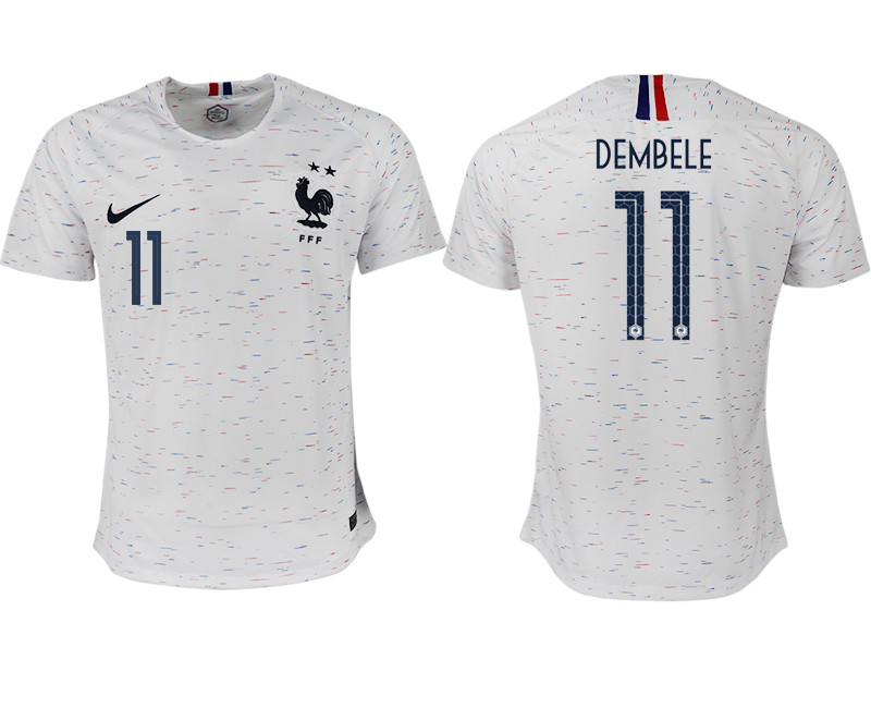 France 11 DEMBELE Away 2018 FIFA World Cup Thailand Soccer Jersey