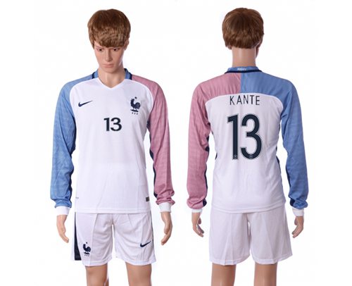 France 13 Kante Away Long Sleeves Soccer Country Jersey