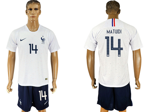 France 14 MATUDI Away 2018 FIFA World Cup Soccer Jersey