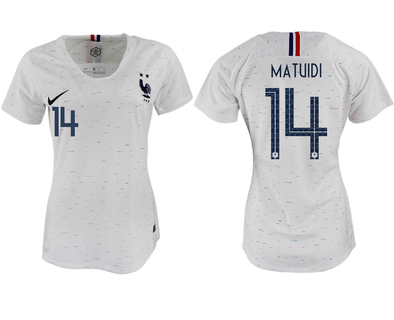 France 14 MATUIDI Away Women 2018 FIFA World Cup Soccer Jersey