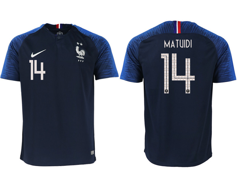 France 14 MATUIDI Home 2018 FIFA World Cup Thailand Soccer Jersey