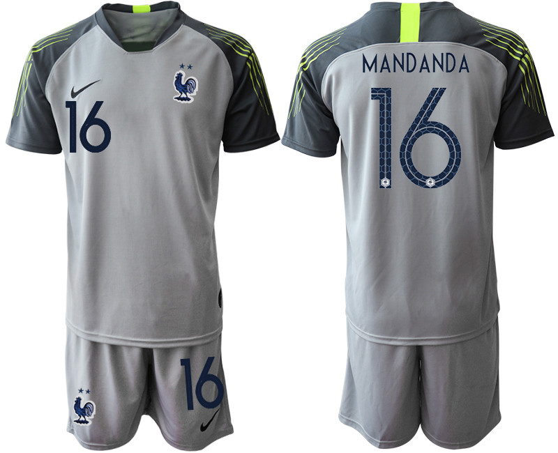 France 16 MANDANDA Gray Goalkeeper UEFA Euro 2020 Soccer Jerseys