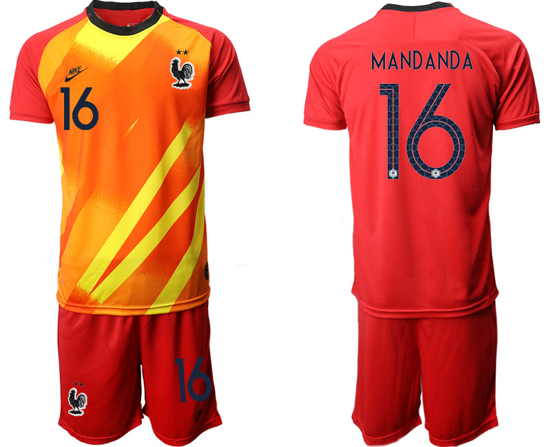 France 16 MANDANDA Red Goalkeeper UEFA Euro 2020 Soccer Jersey