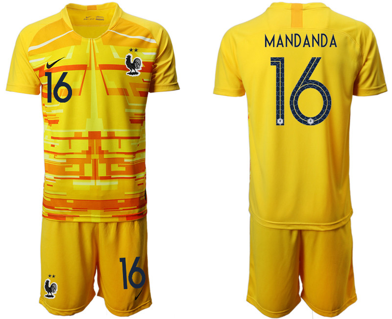 France 16 MANDANDA Yellow Goalkeeper UEFA Euro 2020 Soccer Jersey