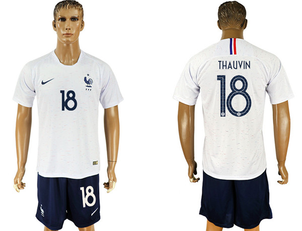 France 18 THAUVIN Away 2018 FIFA World Cup Soccer Jersey
