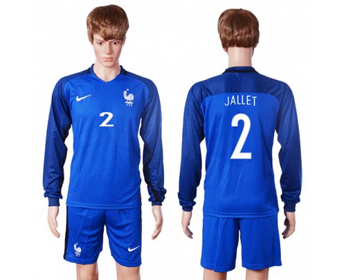 France 2 Jallet Home Long Sleeves Soccer Country Jersey