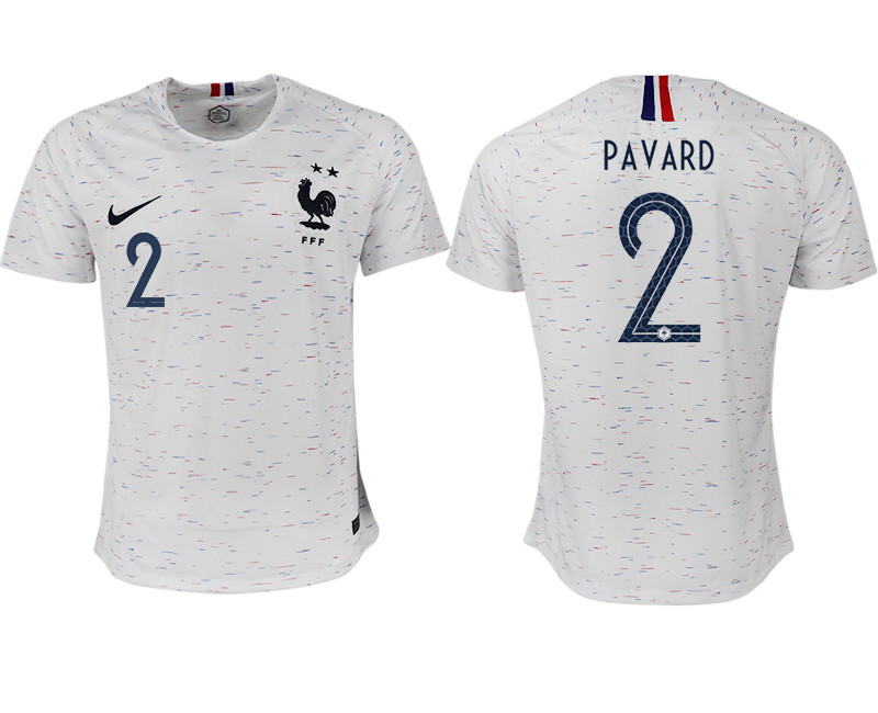 France 2 PAVARD Away 2018 FIFA World Cup Thailand Soccer Jersey