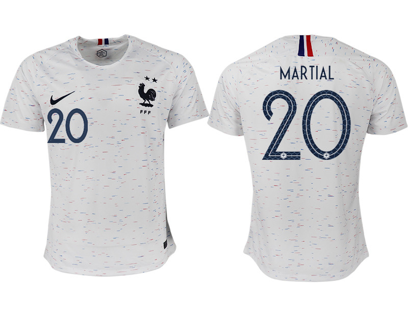 France 20 MARTIAL Away 2018 FIFA World Cup Thailand Soccer Jersey
