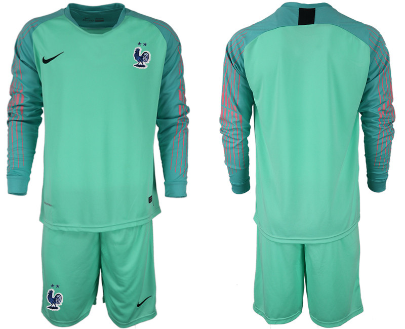 France 2018 FIFA World Cup Green Goalkeeper Long Sleeve Soccer Jersey