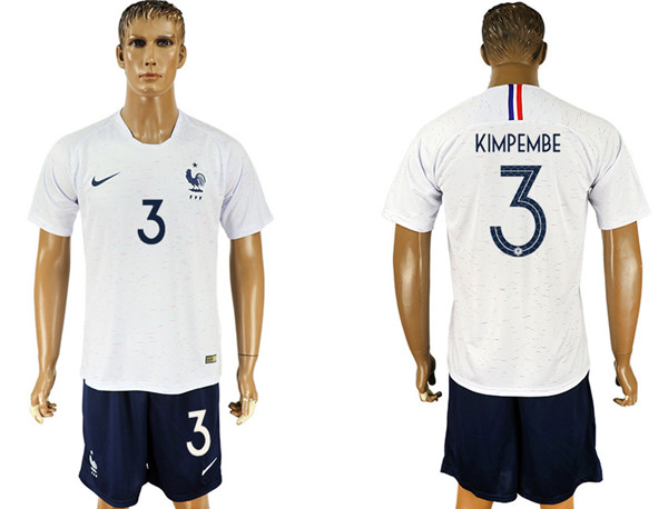 France 3 KIMPEMBA Away 2018 FIFA World Cup Soccer Jersey