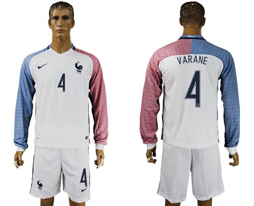 France 4 Varane Away Long Sleeves Soccer Country Jersey