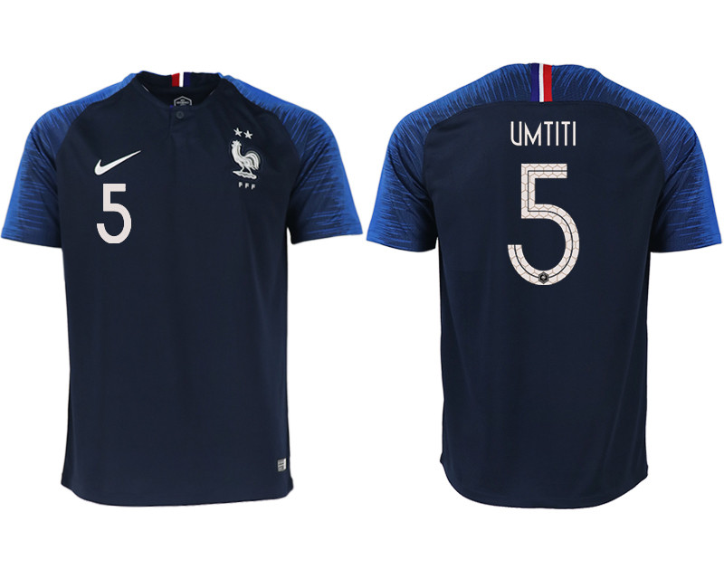 France 5 UMTITI Home 2018 FIFA World Cup Thailand Soccer Jersey