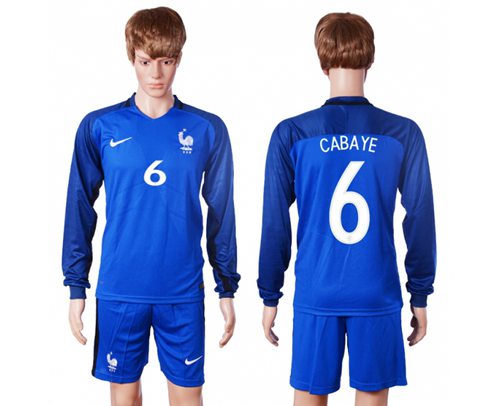 France 6 Cabaye Home Long Sleeves Soccer Country Jersey