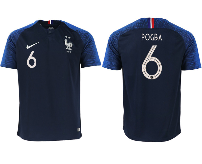 France 6 POGBA Home 2018 FIFA World Cup Thailand Soccer Jersey