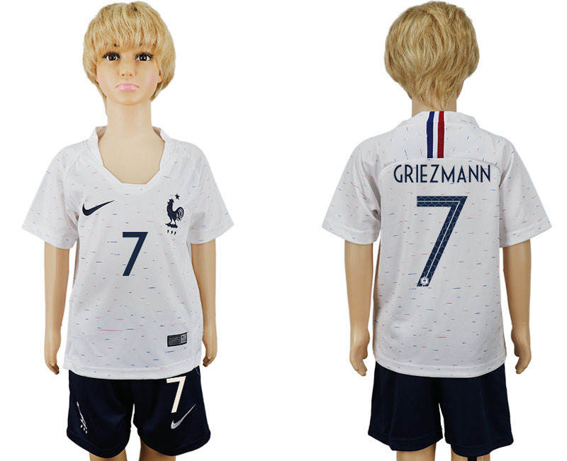 France 7 GRIEZMANN Away Youth 2018 FIFA World Cup Soccer Jersey