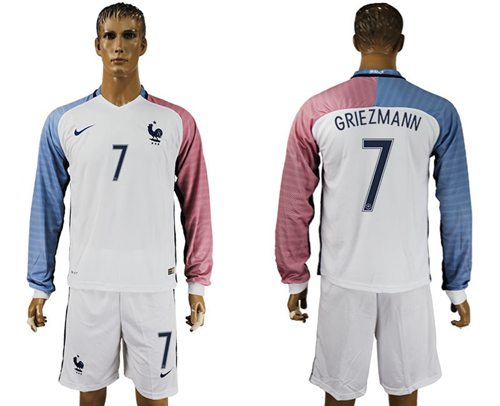 France 7 Griezmann Away Long Sleeves Soccer Country Jersey