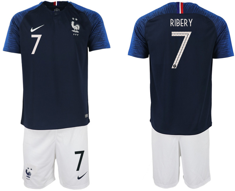 France 7 RIBERY Home 2018 FIFA World Cup Soccer Jersey