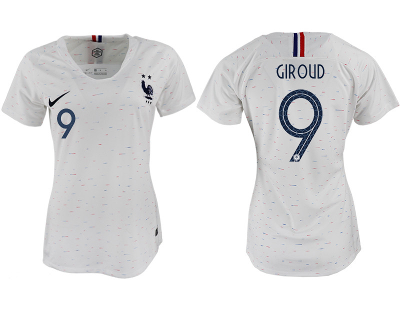 France 9 GIROUD Away Women 2018 FIFA World Cup Soccer Jersey