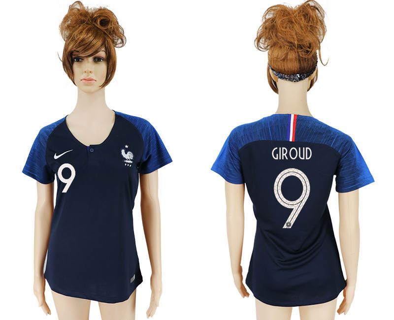 France 9 GIROUD Home Women 2018 FIFA World Cup Soccer Jersey