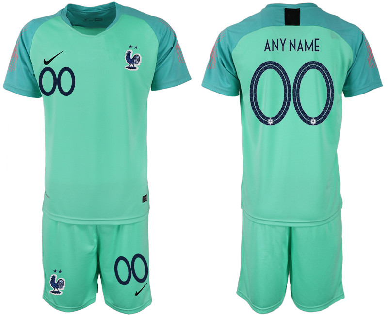 France Customized 2018 FIFA World Cup Green Goalkeeper Soccer Jersey