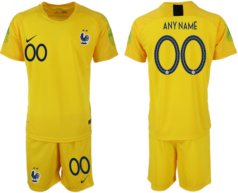 France Customized 2018 FIFA World Cup Yellow Goalkeeper Soccer Jersey