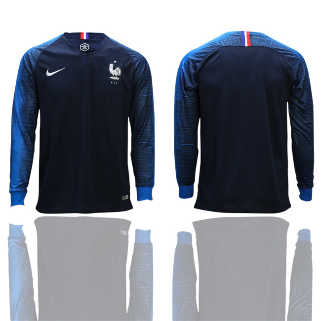 France Home 2018 FIFA World Cup Long Sleeve Thailand Soccer Jersey