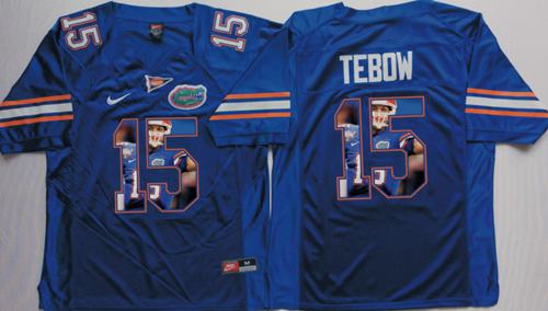 Gators 15 Tim Tebow Blue Player Fashion Stitched NCAA Jersey