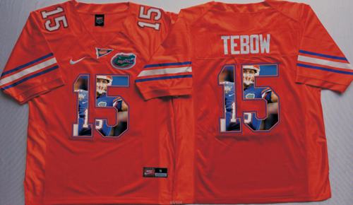 Gators 15 Tim Tebow Orange Player Fashion Stitched NCAA Jersey