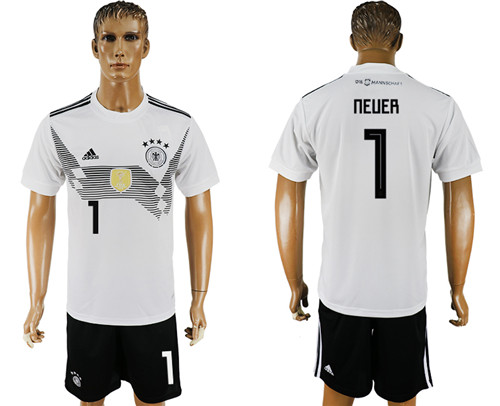 Germany 1 NEUER Home 2018 FIFA World Cup Soccer Jersey