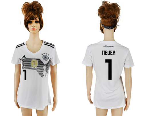 Germany 1 NEUER Home 2018 FIFA World Cup Women Soccer Jersey
