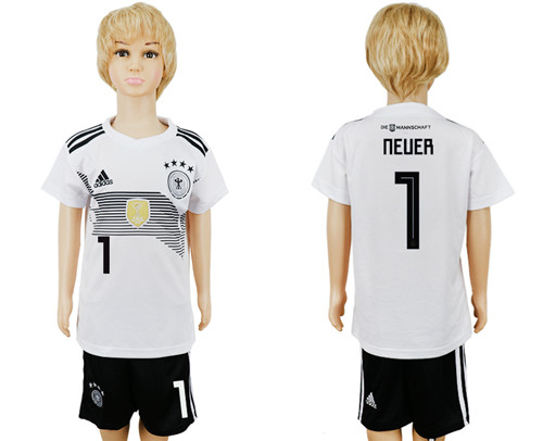 Germany 1 NEUER Home Youth 2018 FIFA World Cup Soccer Jersey