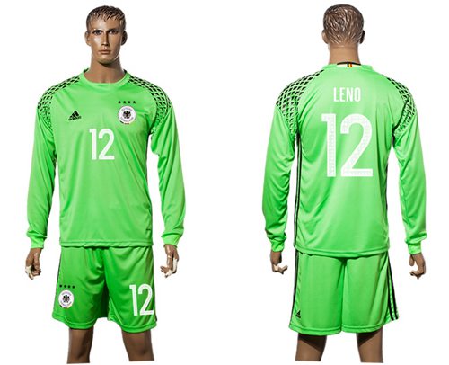 Germany 12 Leno Green Goalkeeper Long Sleeves Soccer Country Jersey