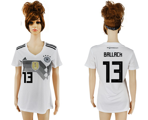 Germany 13 BALLACK Home 2018 FIFA World Cup Women Soccer Jersey