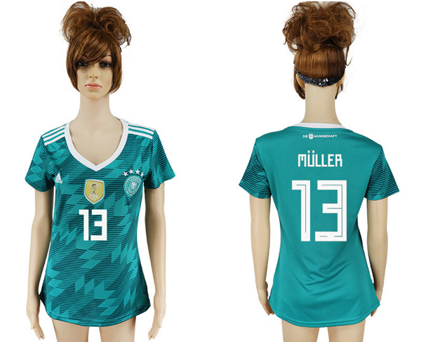 Germany 13 MULLER Away Women 2018 FIFA World Cup Soccer Jersey