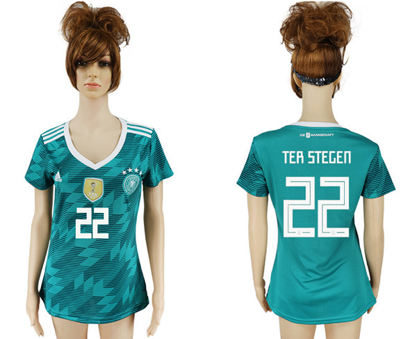 Germany 22 TER STEGEN Away Women 2018 FIFA World Cup Soccer Jersey