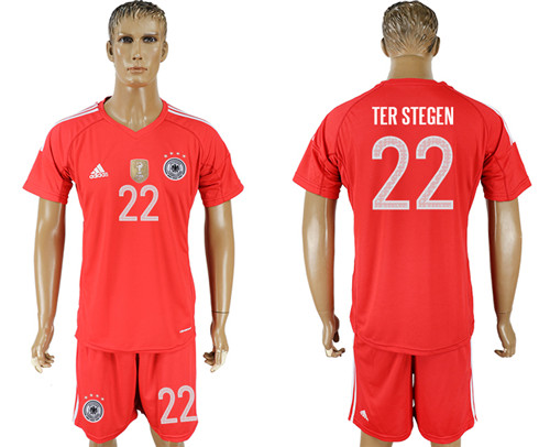 Germany 22 TER STEGEN Red Goalkeeper 2018 World Cup Soccer Jersey