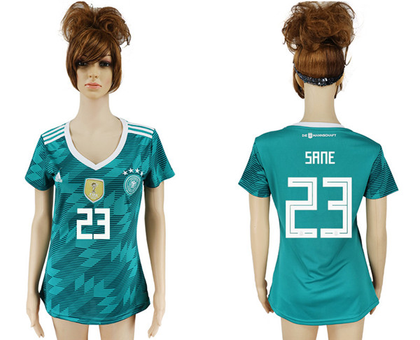 Germany 23 SANE Away Women 2018 FIFA World Cup Soccer Jersey