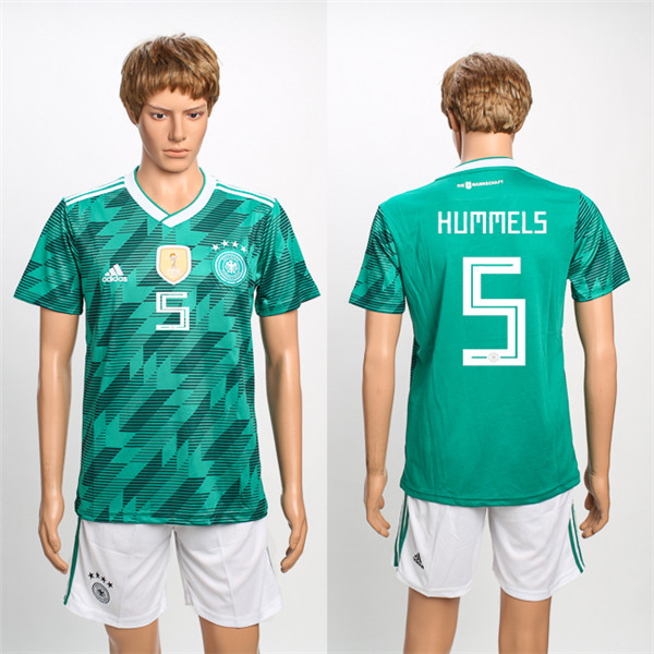 Germany 5 HUMMELS Away 2018 FIFA World Cup Soccer Jersey