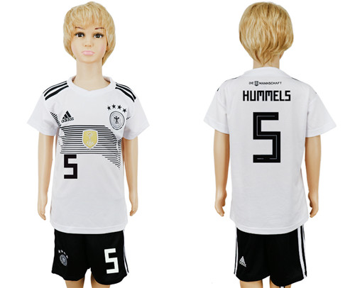 Germany 5 HUMMELS Home Youth 2018 FIFA World Cup Soccer Jersey